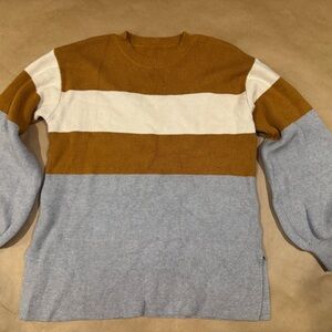 Women’s Colorblock Sweater - Mustard, Cream, and Gray
